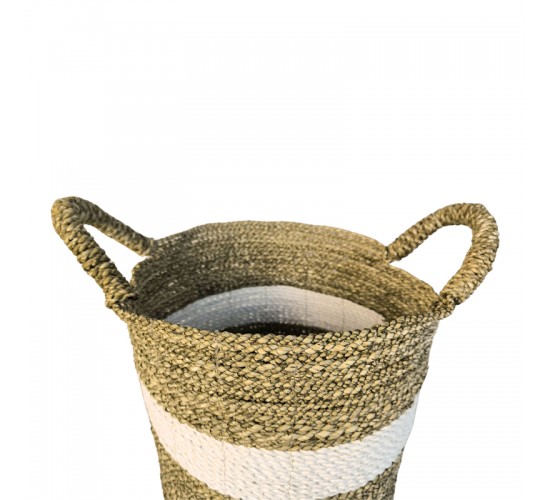 Διακοσμητικό καλάθι Fesia Inart σετ 3τεμ seagrass σε φυσική-λευκή απόχρωση Υλικό: SEAGRASS 343-000106
