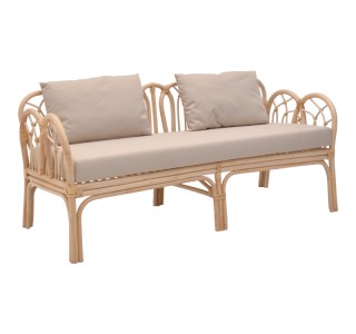 Καναπές διθέσιος Ytrone rattan σε φυσική απόχρωση με μπεζ μαξιλάρι 166x61.5x71εκ Υλικό: RATTAN - FABRIC 344-000005