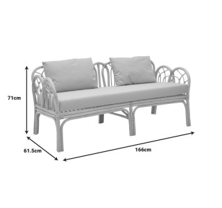 Καναπές διθέσιος Ytrone rattan σε φυσική απόχρωση με μπεζ μαξιλάρι 166x61.5x71εκ Υλικό: RATTAN - FABRIC 344-000005