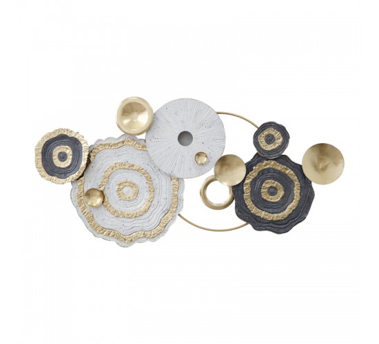 Διακοσμητικό τοίχου Melin Inart μέταλλο σε χρυσή-λευκή-μαύρη απόχρωση 127.5x63x6εκ Υλικό: IRON 100%  345-000004