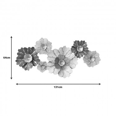 Διακοσμητικό τοίχου Daisy Inart μέταλλο σε χρυσή-λευκή απόχρωση 131x64x9.5εκ Υλικό: IRON 100%  345-000005