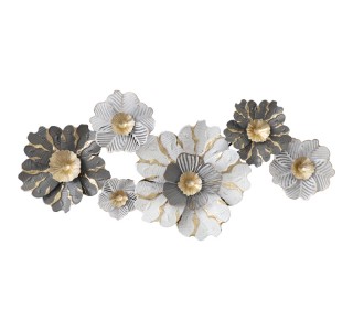 Διακοσμητικό τοίχου Daisy Inart μέταλλο σε χρυσή-λευκή απόχρωση 131x64x9.5εκ Υλικό: IRON 100%  345-000005