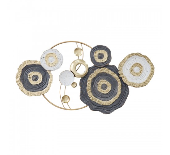 Διακοσμητικό τοίχου Cirsus Inart μέταλλο σε χρυσή-λευκή-μαύρη απόχρωση 91x49x4εκ Υλικό: IRON 100%  345-000007