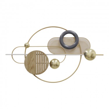 Διακοσμητικό τοίχου Lupus Inart μέταλλο σε χρυσή-κεφέ απόχρωση 89.5x52.5x6εκ Υλικό: IRON 100%  345-000012