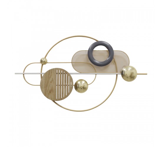 Διακοσμητικό τοίχου Lupus Inart μέταλλο σε χρυσή-κεφέ απόχρωση 89.5x52.5x6εκ Υλικό: IRON 100%  345-000012