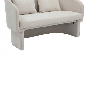 Καναπές διθέσιος Playmob ύφασμα σε μπεζ απόχρωση 128x65x79εκ Υλικό: CHENILLE FABRIC - PLYWOOD - FOAM 350-000004