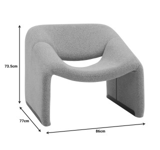 Πολυθρόνα Clous μπουκλέ ύφασμα σε ανοιχτή γκρι απόχρωση 86x77x73.5εκ Υλικό: BOUCLE FABRIC - PLYWOOD - FOAM 350-000013