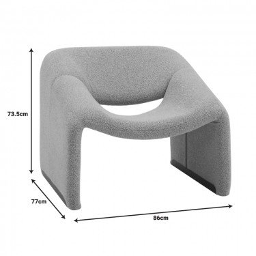 Πολυθρόνα Clous μπουκλέ ύφασμα σε ανοιχτή γκρι απόχρωση 86x77x73.5εκ Υλικό: BOUCLE FABRIC - PLYWOOD - FOAM 350-000013