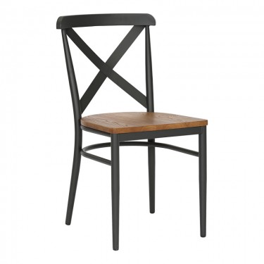 Καρέκλα Ferona σκελετός ανθρακί μέταλλο με rubberwood σε φυσική απόχρωση 52.5x44.5x84εκ Υλικό: RUBBERWOOD - METAL 350-000033