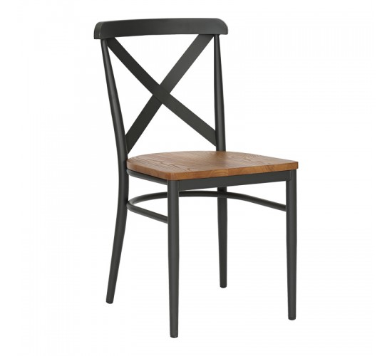 Καρέκλα Ferona σκελετός ανθρακί μέταλλο με rubberwood σε φυσική απόχρωση 52.5x44.5x84εκ Υλικό: RUBBERWOOD - METAL 350-000033