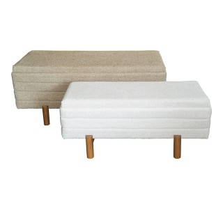 Σκαμπό μπαούλο Cindy Inart σετ 2 τεμ μπουκλέ ύφασμα σε μπεζ και λευκή απόχρωση Υλικό: MDF - BOUCLE - SPONGE - VENEER 353-000003