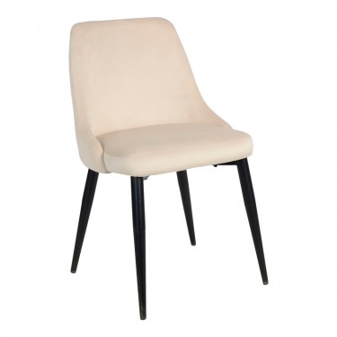 Καρέκλα Zedna μπεζ βελούδο με μαύρα μεταλλικά πόδια 51x58x84εκ Υλικό: METAL -  VELVET 357-000011