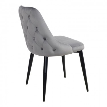 Καρέκλα Zedna γκρι βελούδο με μαύρα μεταλλικά πόδια 51x58x84εκ Υλικό: METAL -  VELVET 357-000012