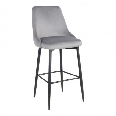 Σκαμπό μπαρ Zedna γκρι βελούδο με μαύρα μεταλλικά πόδια 52x57x111εκ Υλικό: METAL -  VELVET 357-000016