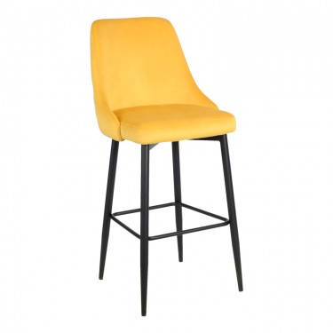 Σκαμπό μπαρ Zedna κίτρινο βελούδο με μαύρα μεταλλικά πόδια 52x57x111εκ Υλικό: METAL -  VELVET 357-000018