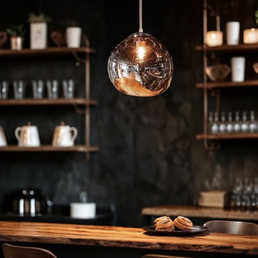 Φωτιστικό οροφής μονόφωτο Umuco E27 σε χάλκινη απόχρωση Φ38x60εκ Υλικό: IRON - GLASS 358-000005