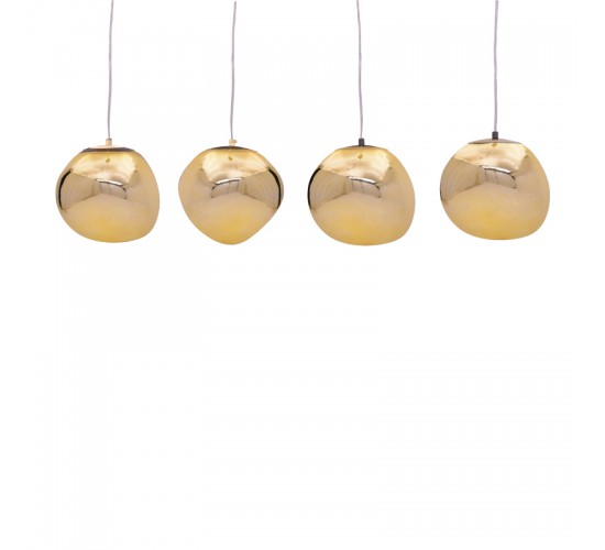 Φωτιστικό οροφής τετράφωτο Vidro E27 σε χρυσή απόχρωση 60x15x80εκ Υλικό: IRON - GLASS 358-000008