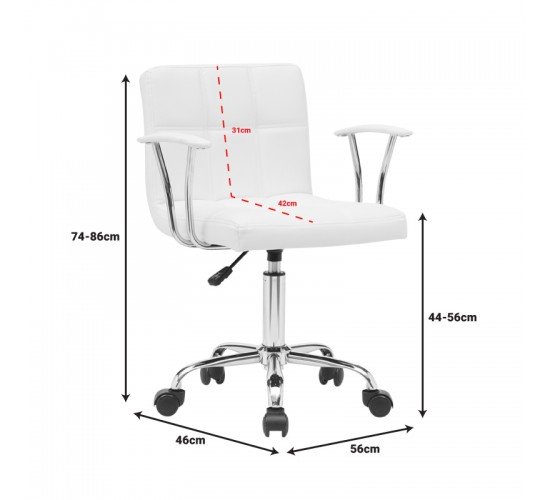 Καρέκλα γραφείου Buleco pu σε λευκή απόχρωση 56x46x74-86εκ Υλικό: METAL. PU 360-000008 Καρέκλα γραφείου Buleco pu σε λευκή απόχρωση 56x46x74-86εκ Υλικό: METAL. PU 360-000008