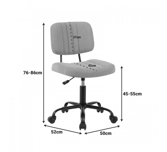Καρέκλα γραφείου Warra ύφασμα μπεζ 50x52x76-86εκ Υλικό: FABRIC  METAL 360-000026