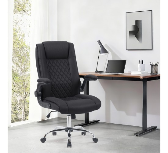 Καρέκλα γραφείου διευθυντη Kesla PES μαύρo 65x65x113-121εκ Υλικό: Technical Fabric -   METAL 360-000027