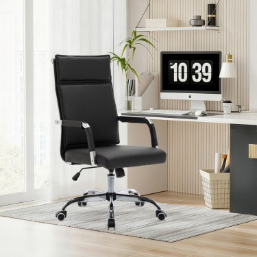 Καρέκλα γραφείου διευθυντη Mavel PU μαύρo 55x62x100-110εκ Υλικό: PU  METAL 360-000029