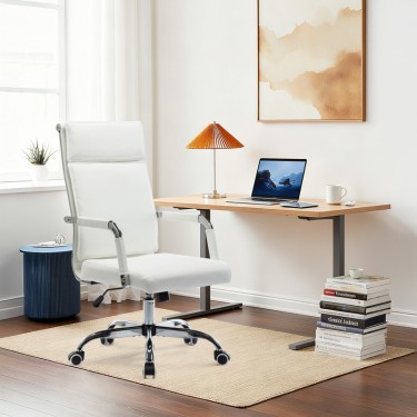 Καρέκλα γραφείου διευθυντη Mavel PU λευκό 55x62x100-110εκ Υλικό: PU  METAL 360-000030