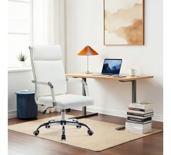 Καρέκλα γραφείου διευθυντη Mavel PU λευκό 55x62x100-110εκ Υλικό: PU  METAL 360-000030