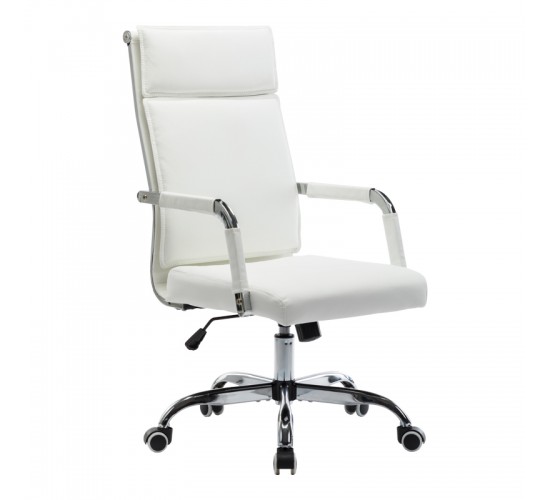 Καρέκλα γραφείου διευθυντη Mavel PU λευκό 55x62x100-110εκ Υλικό: PU  METAL 360-000030