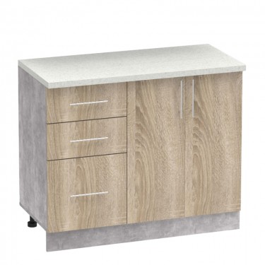 Σύνθεση κουζίνας Festa I μελαμίνη σε sonoma απόχρωση και πάγκο σε ανοιχτό γκρι 100x60x85εκ Υλικό: CLIPBOARD 16mm 361-000009