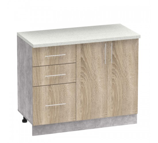 Σύνθεση κουζίνας Festa I μελαμίνη σε sonoma απόχρωση και πάγκο σε ανοιχτό γκρι 100x60x85εκ Υλικό: CLIPBOARD 16mm 361-000009