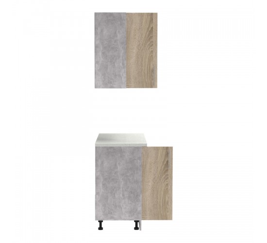 Σύνθεση κουζίνας Festa I μελαμίνη σε sonoma απόχρωση και πάγκο σε ανοιχτό γκρι 100x60x85εκ Υλικό: CLIPBOARD 16mm 361-000009