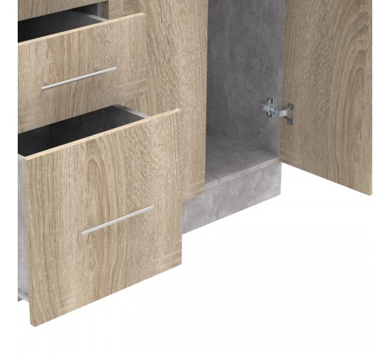 Σύνθεση κουζίνας Festa I μελαμίνη σε sonoma απόχρωση και πάγκο σε ανοιχτό γκρι 100x60x85εκ Υλικό: CLIPBOARD 16mm 361-000009