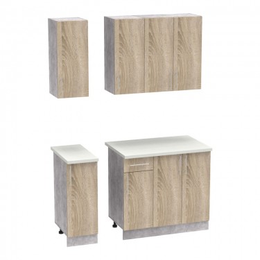 Σύνθεση κουζίνας Festa II μελαμίνη σε sonoma απόχρωση και πάγκο σε ανοιχτό γκρι 120x60x85εκ Υλικό: CLIPBOARD 16mm 361-000011