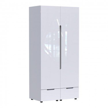 Ντουλάπα δίφυλλη Afina mdf σε λευκή glossy απόχρωση 100x57x213εκ Υλικό: CHIPBOARD - MDF 361-000017