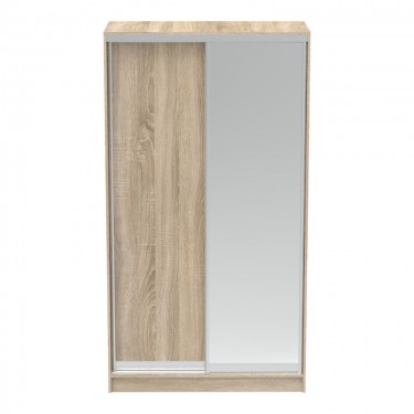 Ντουλάπα δίφυλλη συρόμενη με καθρέφτη Korredor σε sonoma απόχρωση 120x60x220εκ Υλικό: CHIPBOARD 361-000047