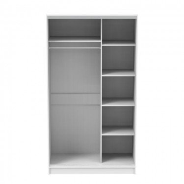 Ντουλάπα δίφυλλη συρόμενη με καθρέφτη Korredor σε λευκή απόχρωση 120x60x220εκ Υλικό: CHIPBOARD 361-000048