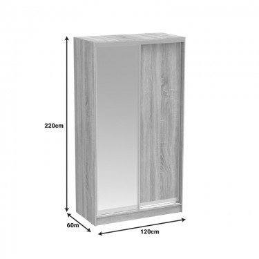 Ντουλάπα δίφυλλη συρόμενη με καθρέφτη Korredor σε wenge απόχρωση 120x60x220εκ Υλικό: CHIPBOARD 361-000049