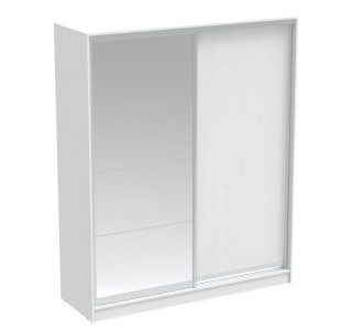 Ντουλάπα δίφυλλη συρόμενη με καθρέφτη Aparador σε λευκή απόχρωση 180x60x220εκ Υλικό: CHIPBOARD 361-000053