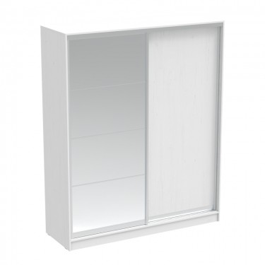 Ντουλάπα δίφυλλη συρόμενη με καθρέφτη Aparador σε λευκή απόχρωση 180x60x220εκ Υλικό: CHIPBOARD 361-000053