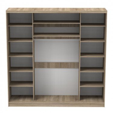 Ντουλάπα τριφυλλη συρόμενη με καθρέφτη Aparador I σε sonoma απόχρωση 240x60x240εκ Υλικό: CHIPBOARD 361-000054