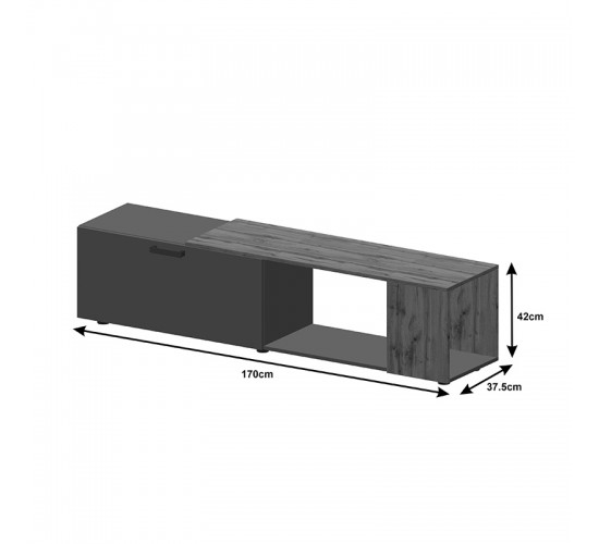 Σύνθετο σαλονιού Poelfy σε ανθρακί-oak απόχρωση 170x37.5x42εκ Υλικό: CHIPBOARD 361-000099 Σύνθετο σαλονιού Poelfy σε ανθρακί-oak απόχρωση 170x37.5x42εκ Υλικό: CHIPBOARD 361-000099