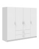Ντουλάπα τετράφυλλη Royal με συρτάρια λευκό 200x58x177εκ Υλικό: CHIPBOARD 361-000112