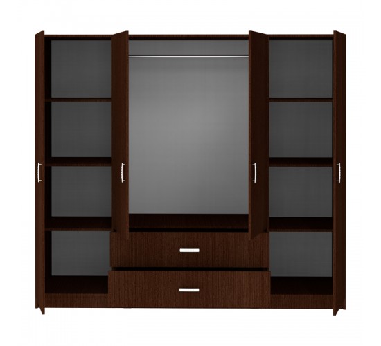 Ντουλάπα τετράφυλλη Royal με συρτάρια wenge 200x58x177εκ Υλικό: CHIPBOARD 361-000113