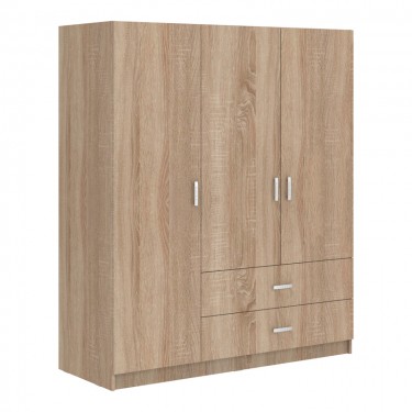 Ντουλάπα τρίφυλλη Royal με συρτάρια sonoma 150x58x177εκ Υλικό: CHIPBOARD 361-000116