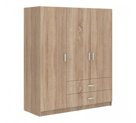 Ντουλάπα τρίφυλλη Royal με συρτάρια sonoma 150x58x177εκ Υλικό: CHIPBOARD 361-000116