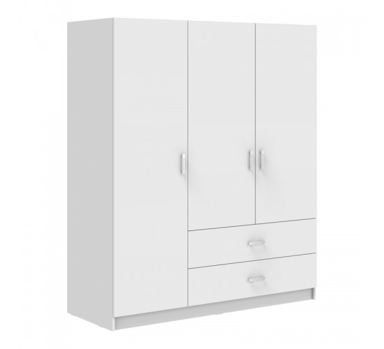 Ντουλάπα τρίφυλλη Royal με συρτάρια λευκό 150x58x177εκ Υλικό: CHIPBOARD 361-000117