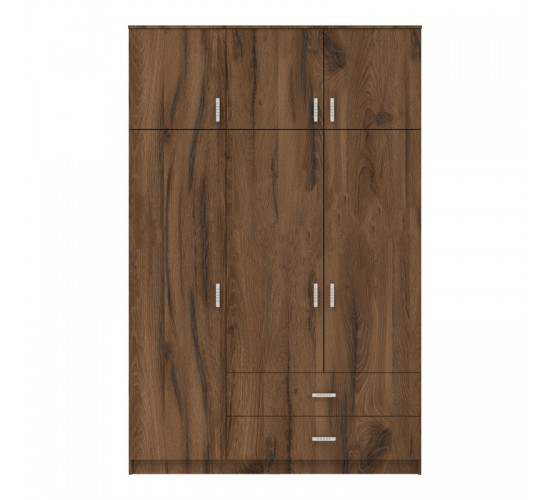 Ντουλάπα τρίφυλλη με συρτάρια Royal καρυδι-oak 150x58x230εκ Υλικό: CHIPBOARD 361-000120