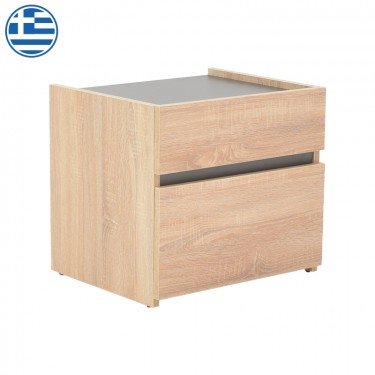 Κομοδίνο Comcie σε φυσικό με γκρι απόχρωση 50x42x45.5εκ Υλικό: CHIPBOARD 362-000001