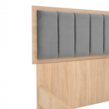 Κρεβάτι διπλό Monacol σε φυσική με ανθρακί απόχρωση 160x200εκ Υλικό: CHIPBOARD 362-000005