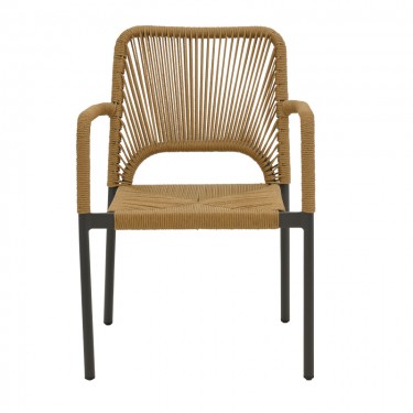 Πολυθρόνα αλουμινίου Norture στοιβαζόμενη ανθρακί σκελετός-pe rattan σε φυσική απόχρωση 57x63x82εκ Υλικό: ALUMINUM - RATTAN 364-000001